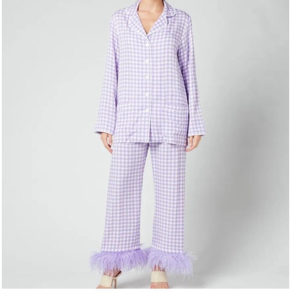 SLEEPER PARTY PAJAMAS Gingham purple size XL